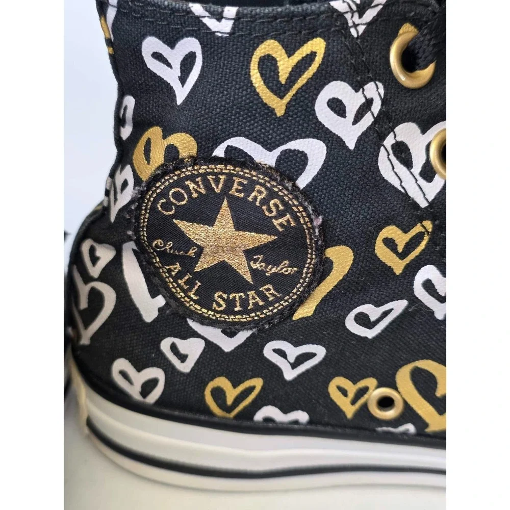 Converse All Star Chuck Taylor  Sneakers Women's Size 7 Black White Heart Shoes